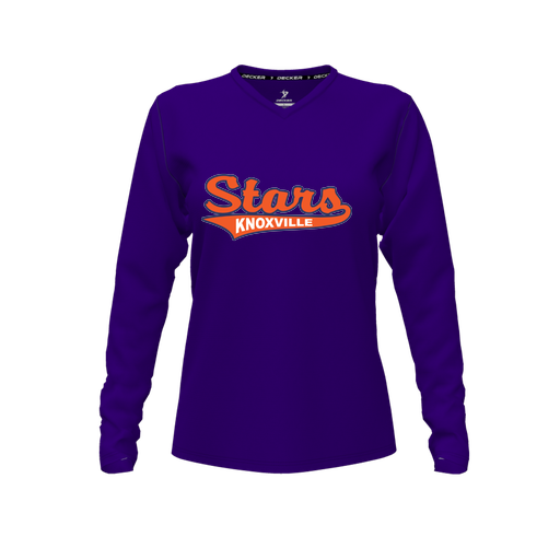 [FTLVCFPP-FYXS-LOGO3] Decker Comfort T-Shirt (Female Youth XS, Purple, V Neck, Logo 3, Long Sleeve)